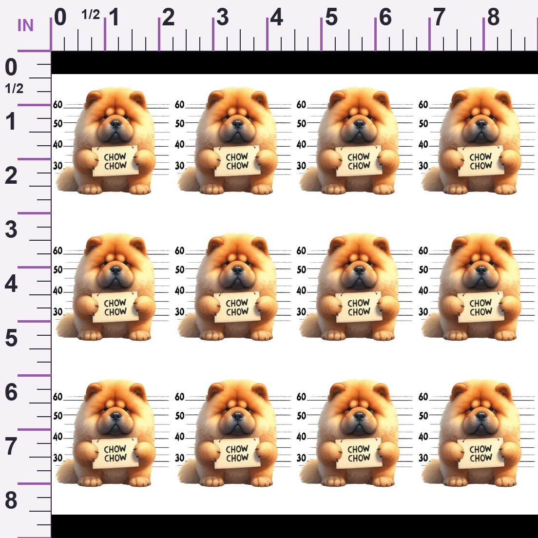 Doggie Mugshots Chow Chow Pattern Minky Fabric