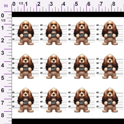 Doggie Mugshots Cocker Spaniel Pattern Minky Fabric