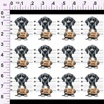 Doggie Mugshots Great Dane Pattern Minky Fabric