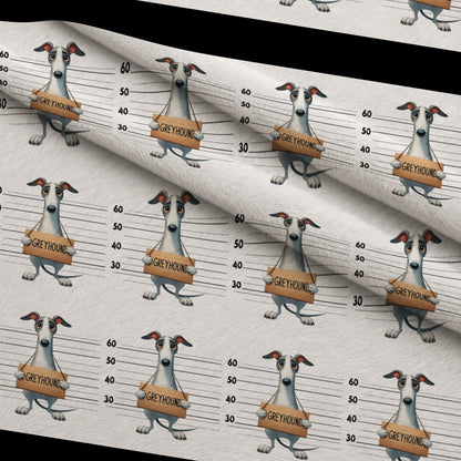 Doggie Mugshots Greyhound Pattern Minky Fabric