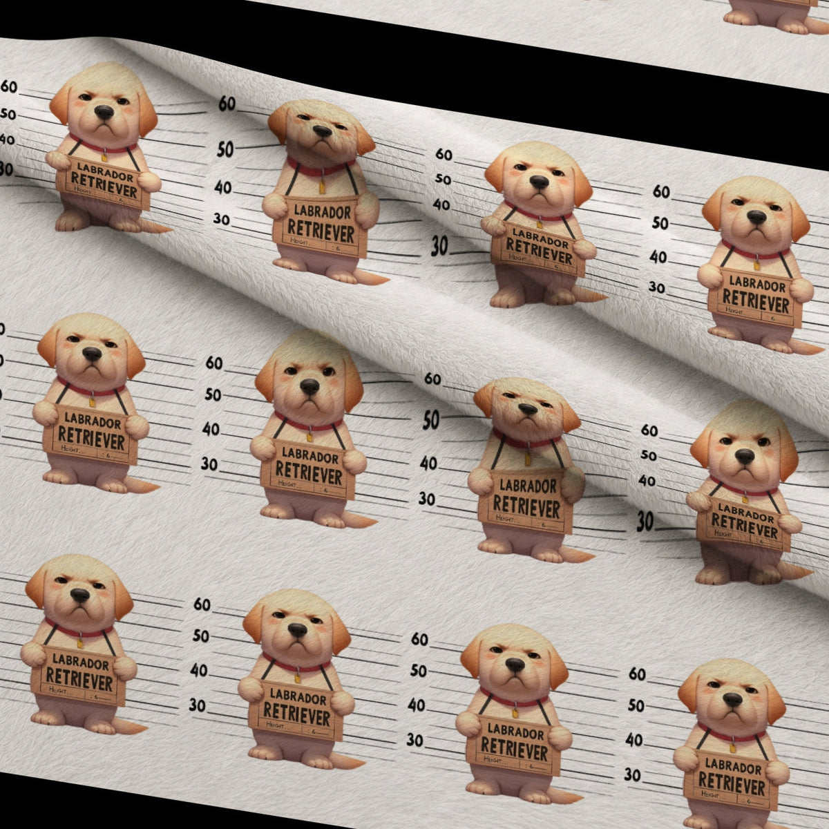 Doggie Mugshots Labrador Retriever Pattern Minky Fabric