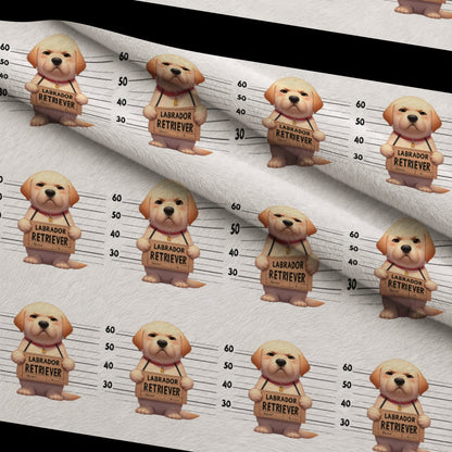 Doggie Mugshots Labrador Retriever Pattern Minky Fabric