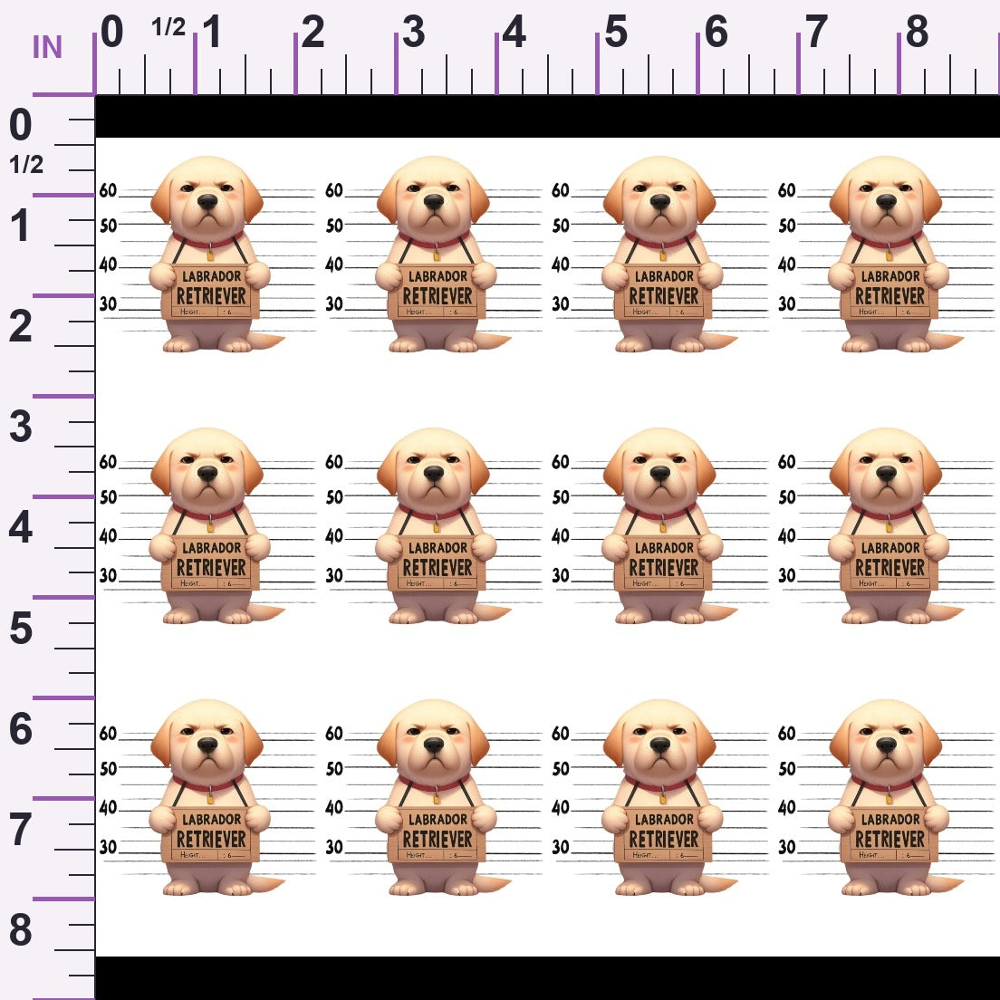 Doggie Mugshots Labrador Retriever Pattern Minky Fabric