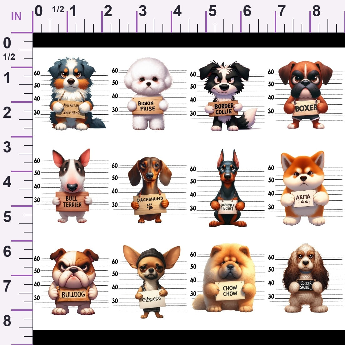 Doggie Mugshots Pattern 1 Minky Fabric