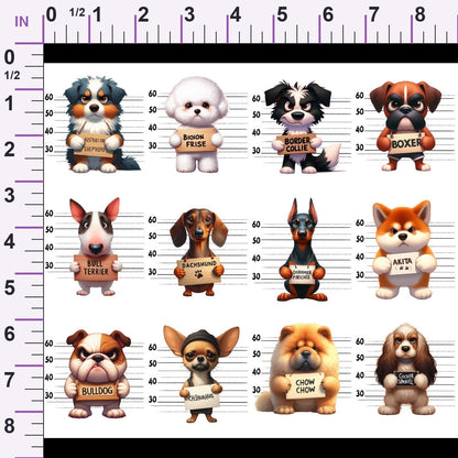 Doggie Mugshots Pattern 1 Minky Fabric