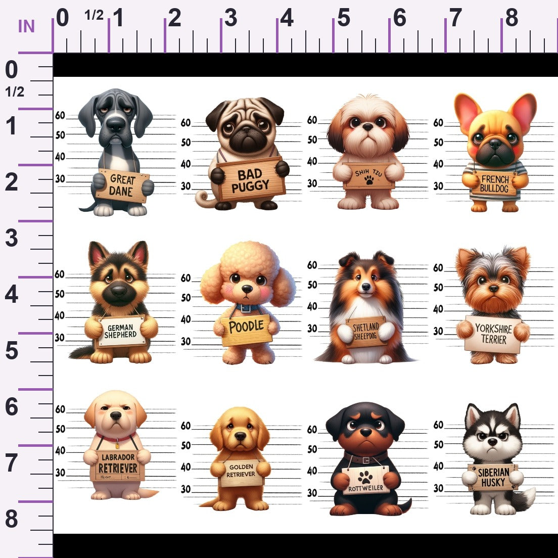 Doggie Mugshots Pattern 2 Minky Fabric