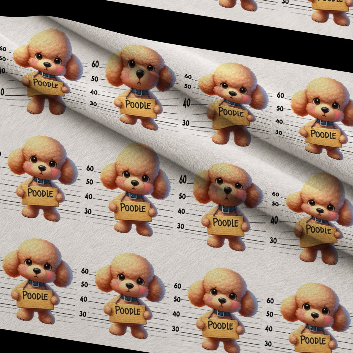 Doggie Mugshots Poodle Pattern Minky Fabric