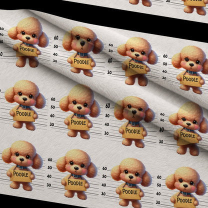Doggie Mugshots Poodle Pattern Minky Fabric