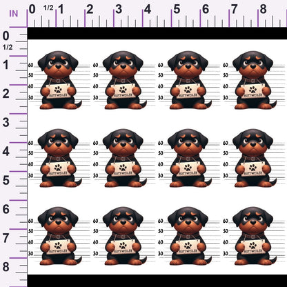 Doggie Mugshots Rottweiler Pattern Minky Fabric