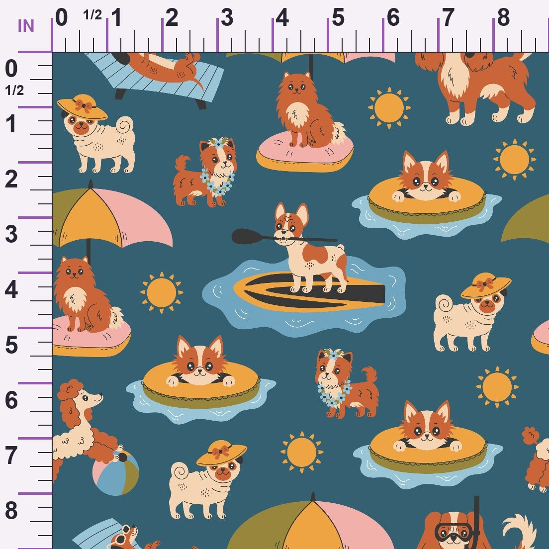 Dogs on the Beach Minky Fabric