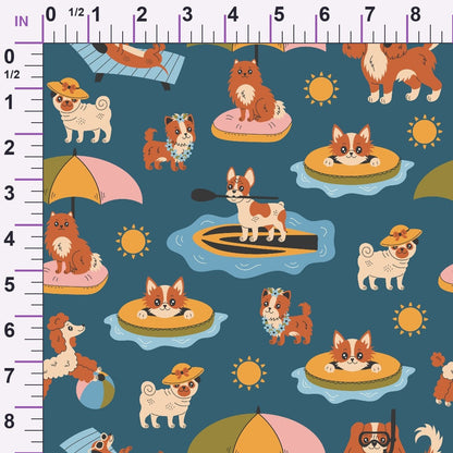 Dogs on the Beach Minky Fabric