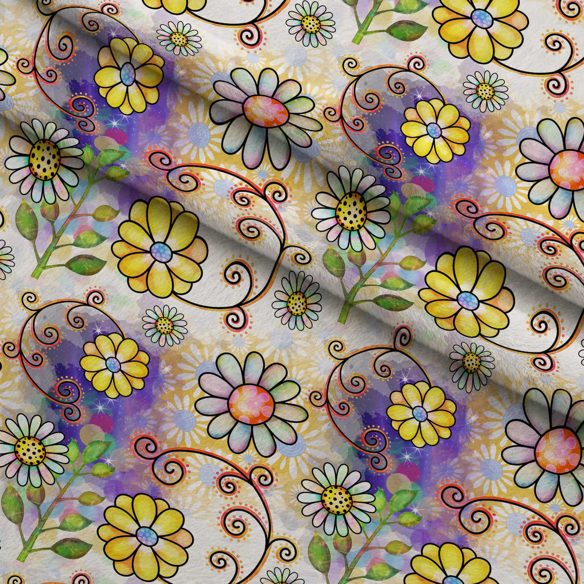 Doodle Blooms Pattern 1 Minky Fabric