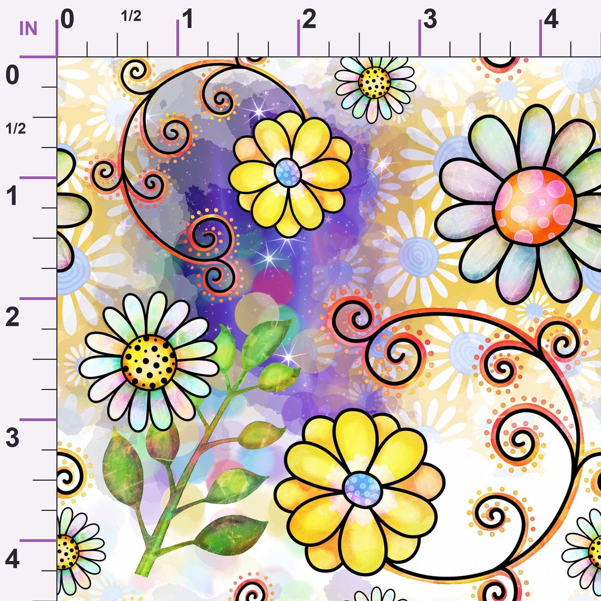 Doodle Blooms Pattern 1 Minky Fabric