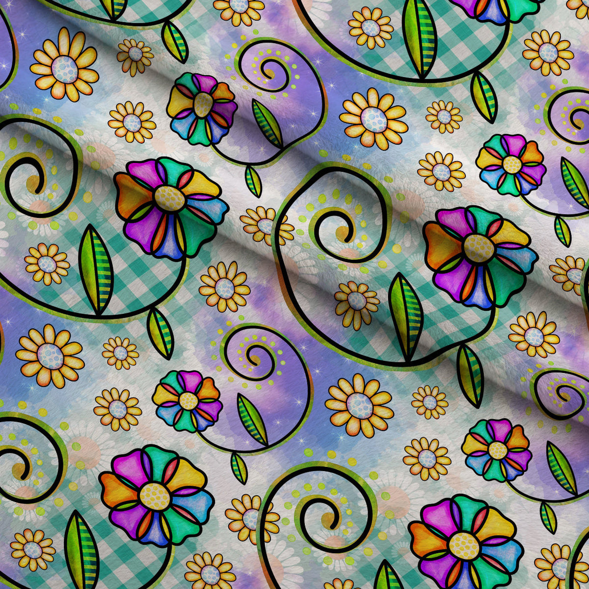 Doodle Blooms Pattern 10 Minky Fabric