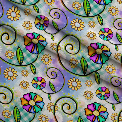 Doodle Blooms Pattern 10 Minky Fabric