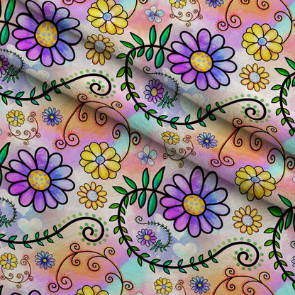 Doodle Blooms Pattern 11 Minky Fabric