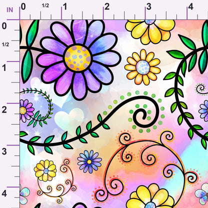 Doodle Blooms Pattern 11 Minky Fabric