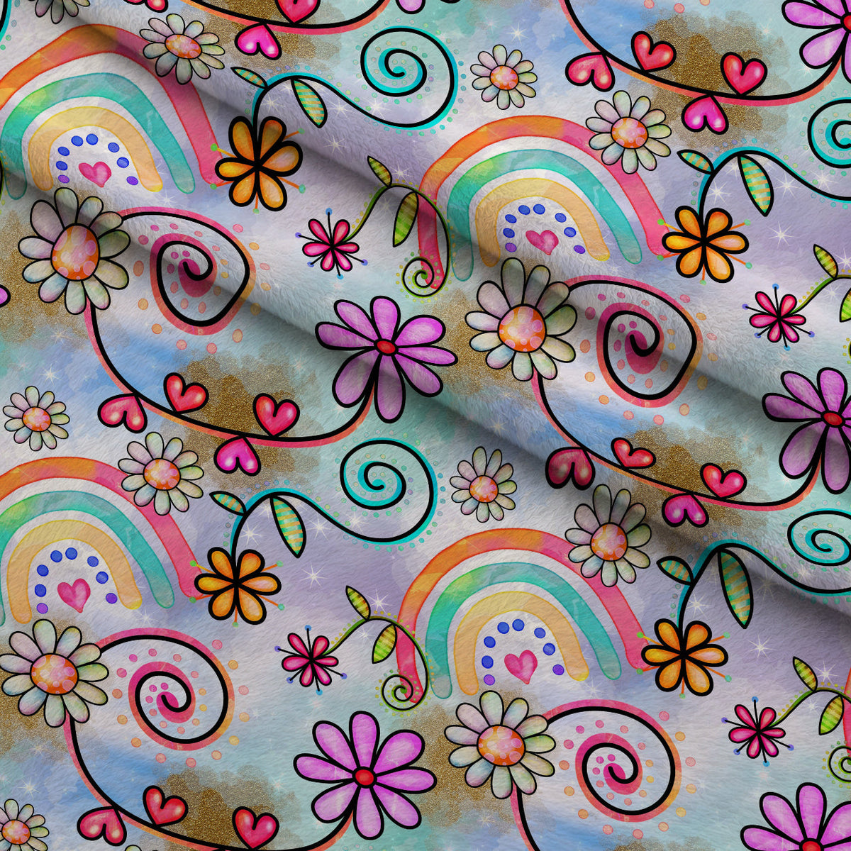 Doodle Blooms Pattern 12 Minky Fabric