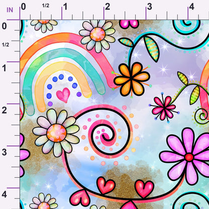 Doodle Blooms Pattern 12 Minky Fabric