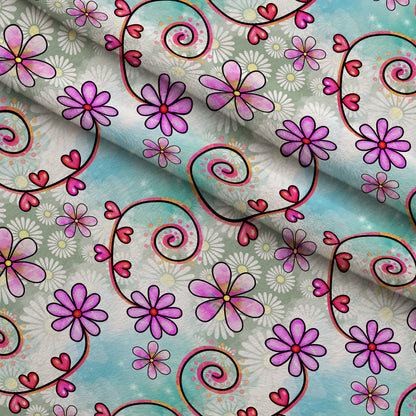 Doodle Blooms Pattern 2 Minky Fabric