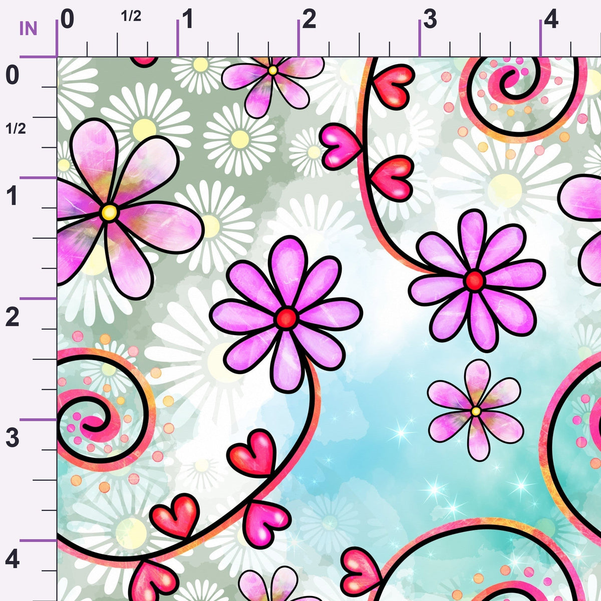Doodle Blooms Pattern 2 Minky Fabric
