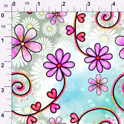 Doodle Blooms Pattern 2 Minky Fabric