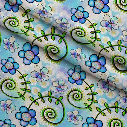 Doodle Blooms Pattern 3 Minky Fabric