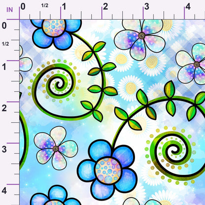 Doodle Blooms Pattern 3 Minky Fabric