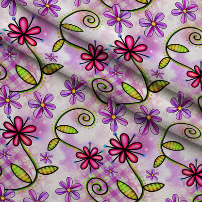 Doodle Blooms Pattern 4 Minky Fabric