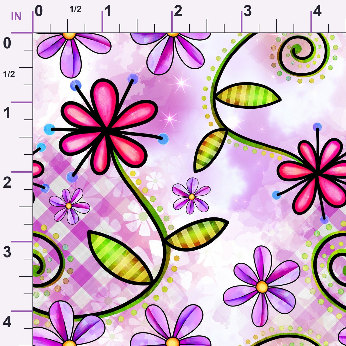 Doodle Blooms Pattern 4 Minky Fabric