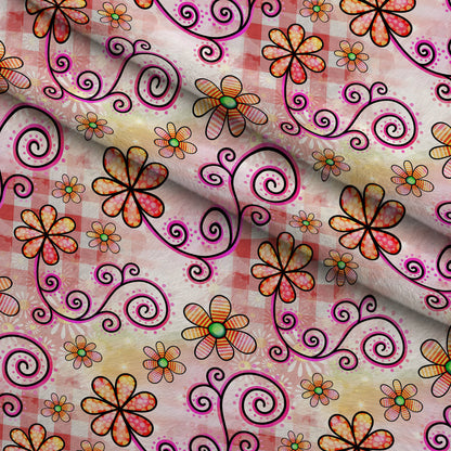 Doodle Blooms Pattern 6 Minky Fabric