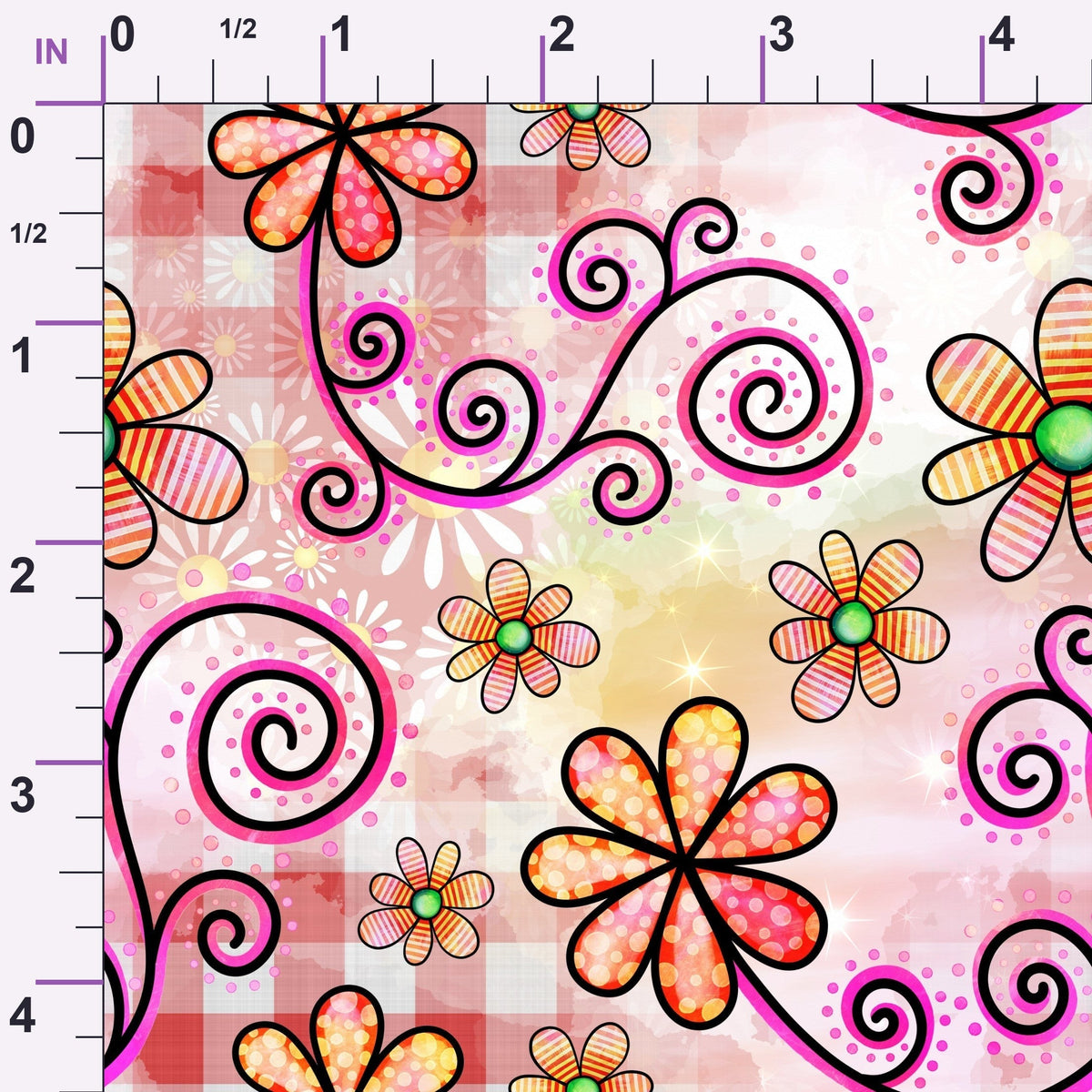 Doodle Blooms Pattern 6 Minky Fabric