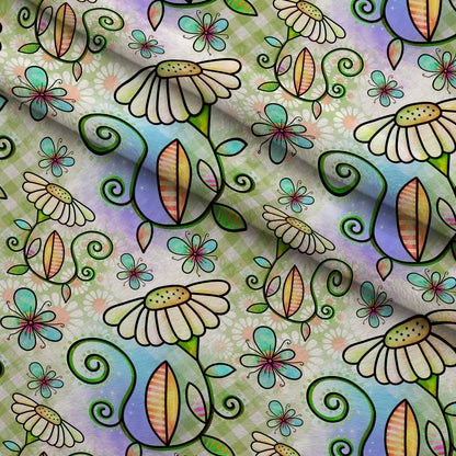 Doodle Blooms Pattern 7 Minky Fabric