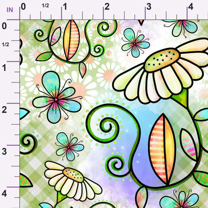 Doodle Blooms Pattern 7 Minky Fabric