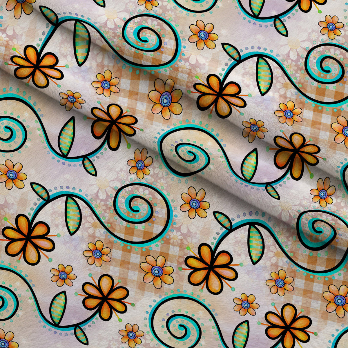 Doodle Blooms Pattern 8 Minky Fabric