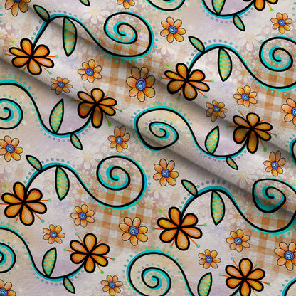 Doodle Blooms Pattern 8 Minky Fabric