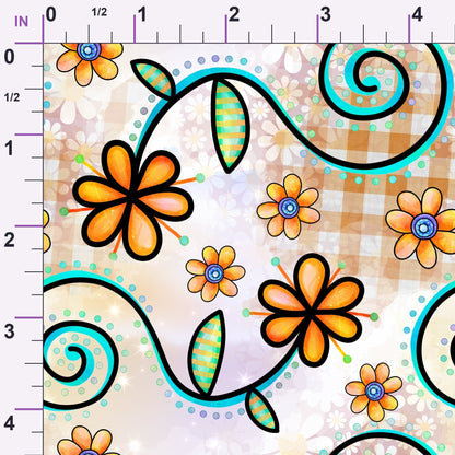 Doodle Blooms Pattern 8 Minky Fabric