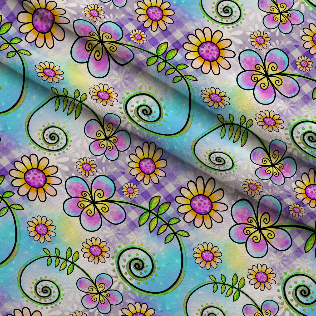 Doodle Blooms Pattern 9 Minky Fabric