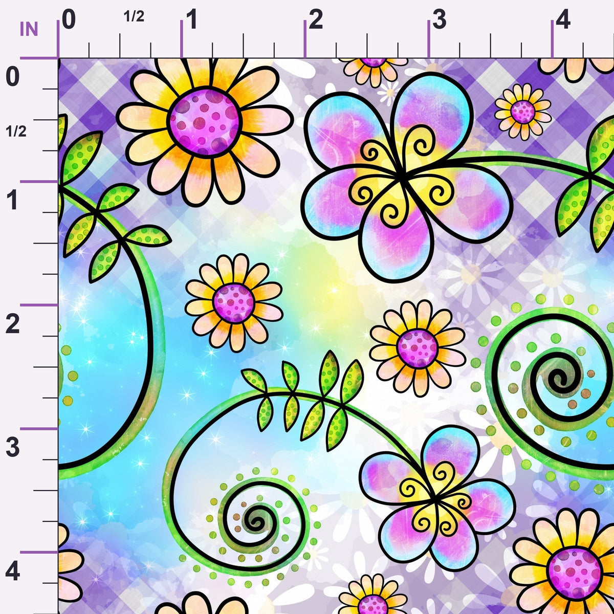 Doodle Blooms Pattern 9 Minky Fabric