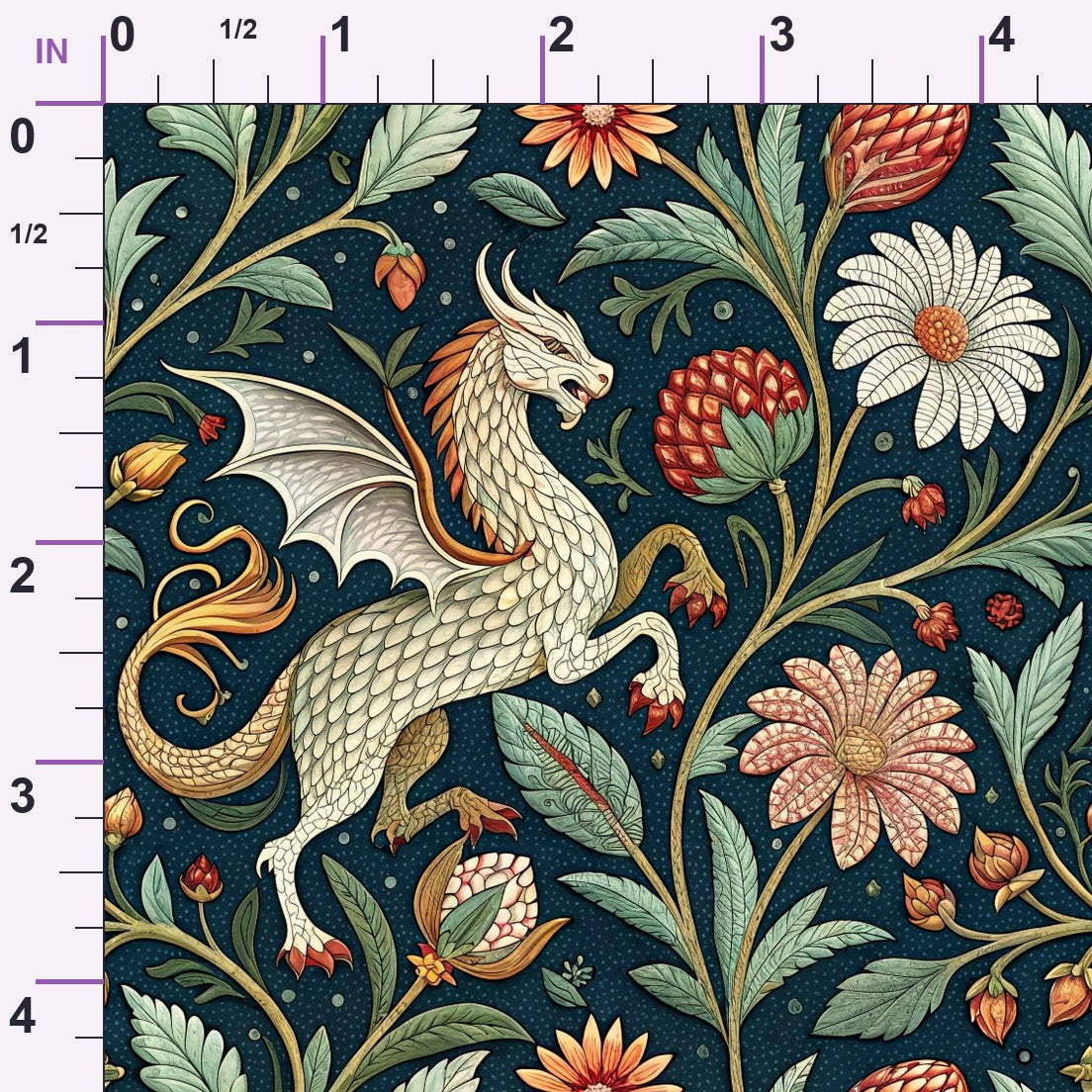 Dragon Garden Pattern 1 Minky Fabric
