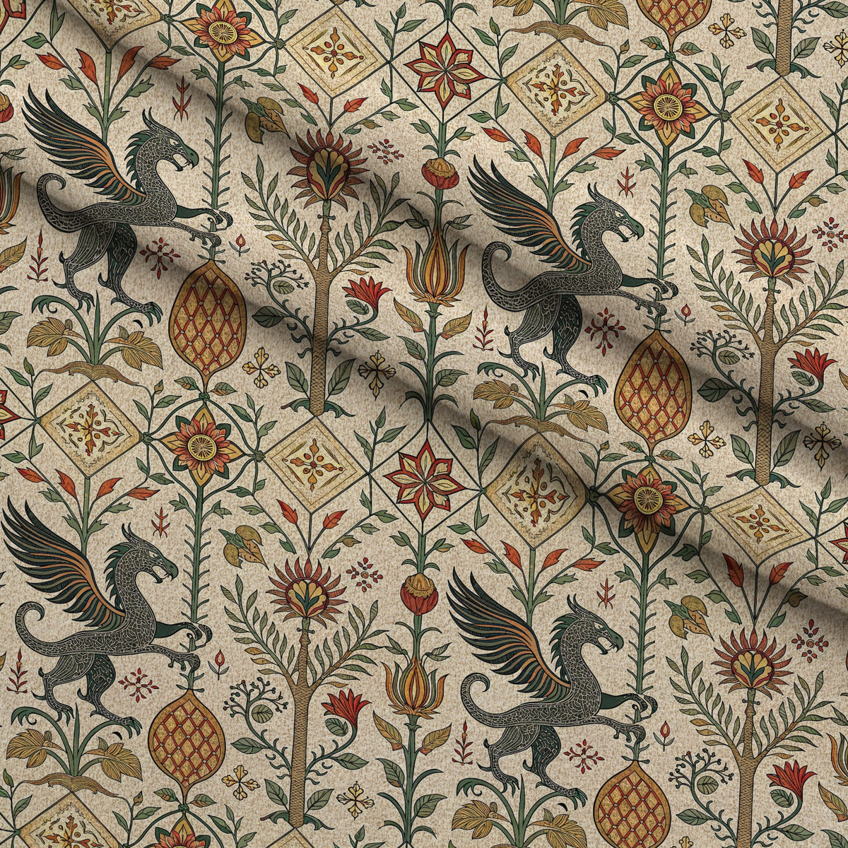 Dragon Garden Pattern 5 Minky Fabric