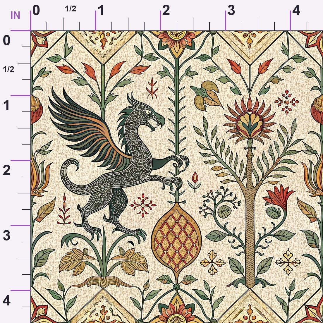 Dragon Garden Pattern 5 Minky Fabric