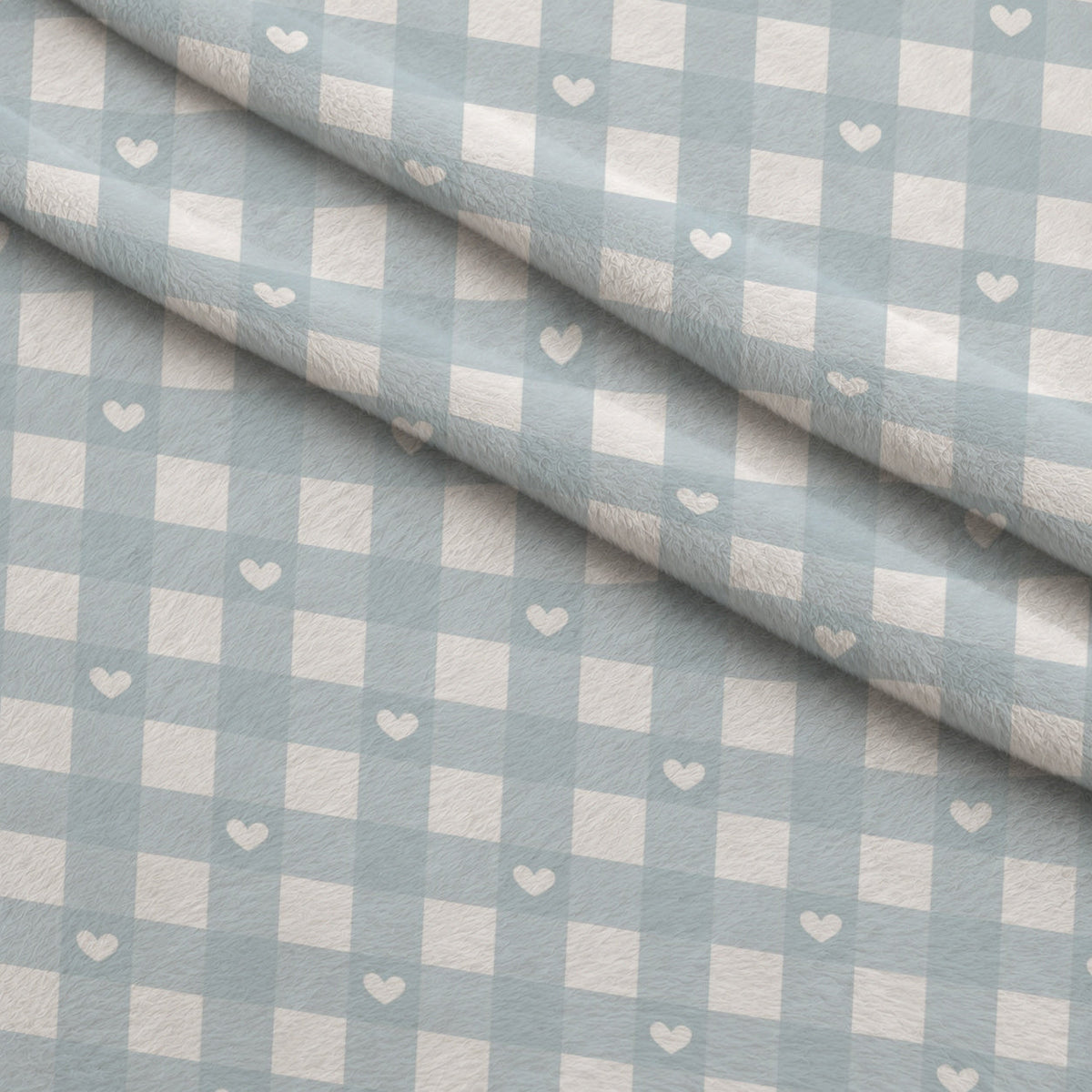 Dusty Blue Hearts Pattern 14 Minky Fabric