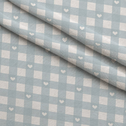Dusty Blue Hearts Pattern 14 Minky Fabric