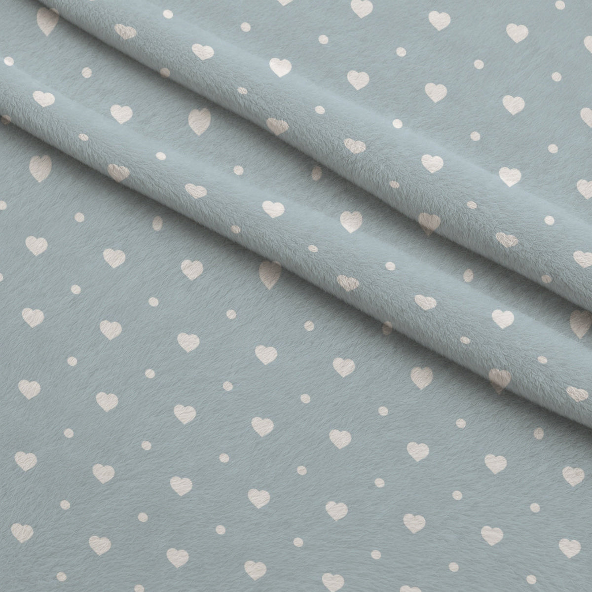 Dusty Blue Hearts Pattern 15 Minky Fabric