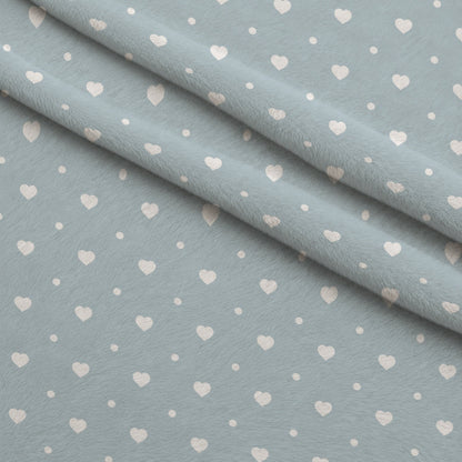 Dusty Blue Hearts Pattern 15 Minky Fabric