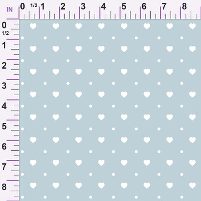 Dusty Blue Hearts Pattern 15 Minky Fabric