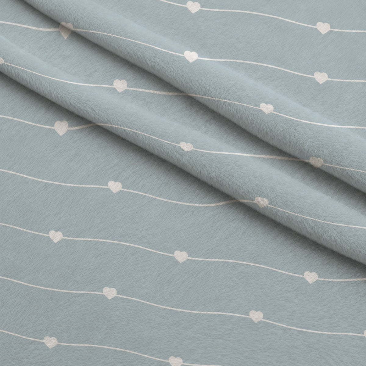 Dusty Blue Hearts Pattern 16 Minky Fabric