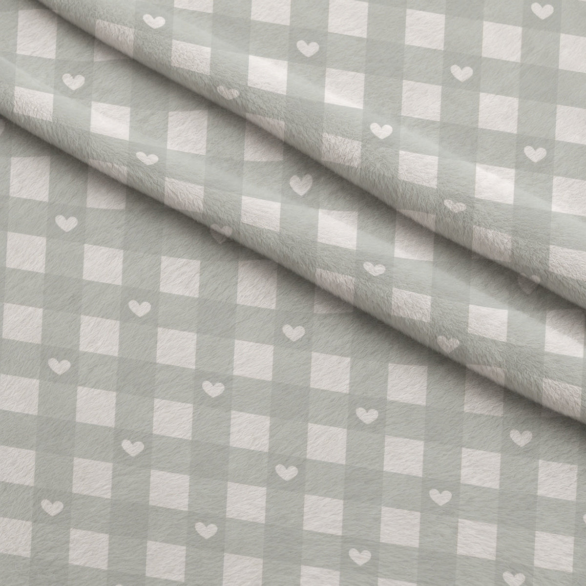 Dusty Blue Hearts Pattern 2 Minky Fabric