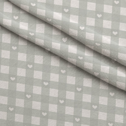 Dusty Blue Hearts Pattern 2 Minky Fabric
